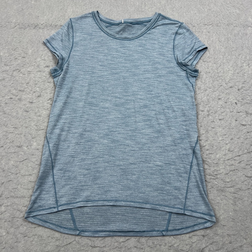 Lululemon Another Mile Short Sleeve Women's 4 Blue Lightweight Soft Shirt W3BROS